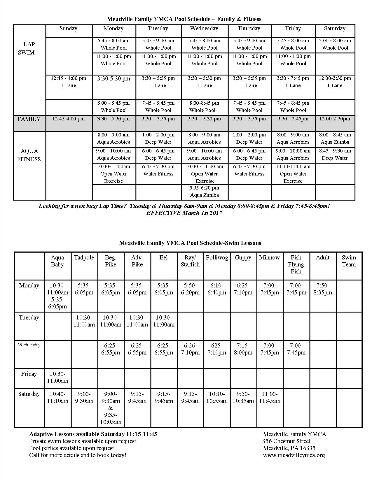 Aquatics Meadville YMCA, Meadville, PA